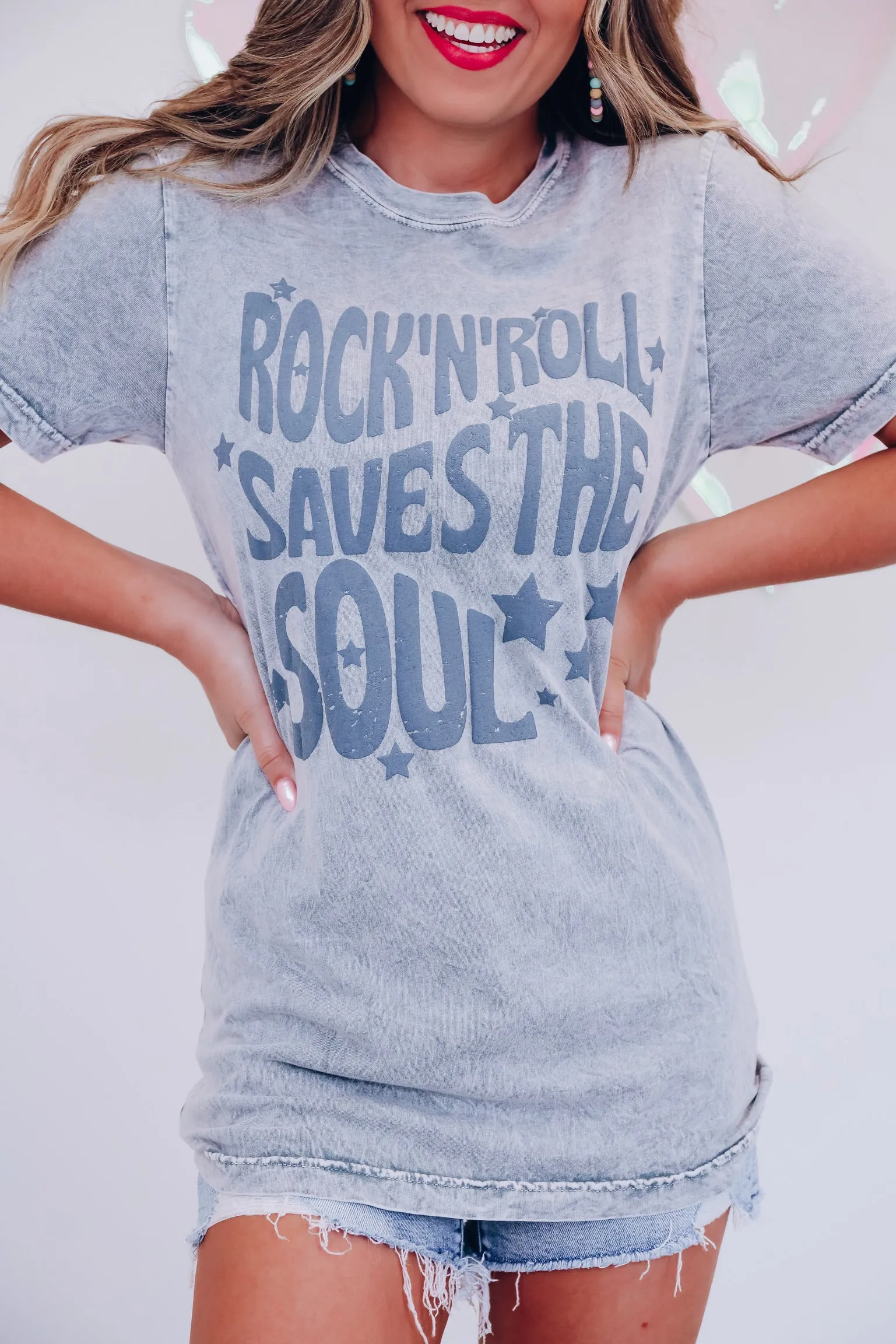Rock N Roll Saves... Graphic Tee - Grey