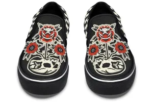 Skull Flowers Slip On Shoes