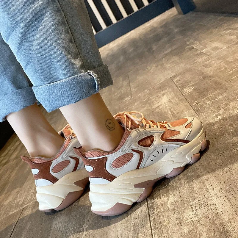 Sneakers Women 2020 New Stylish Woman Running Shoes Increasing 5CM INS High Heel Height Platform Breathable Sports Walking Girls