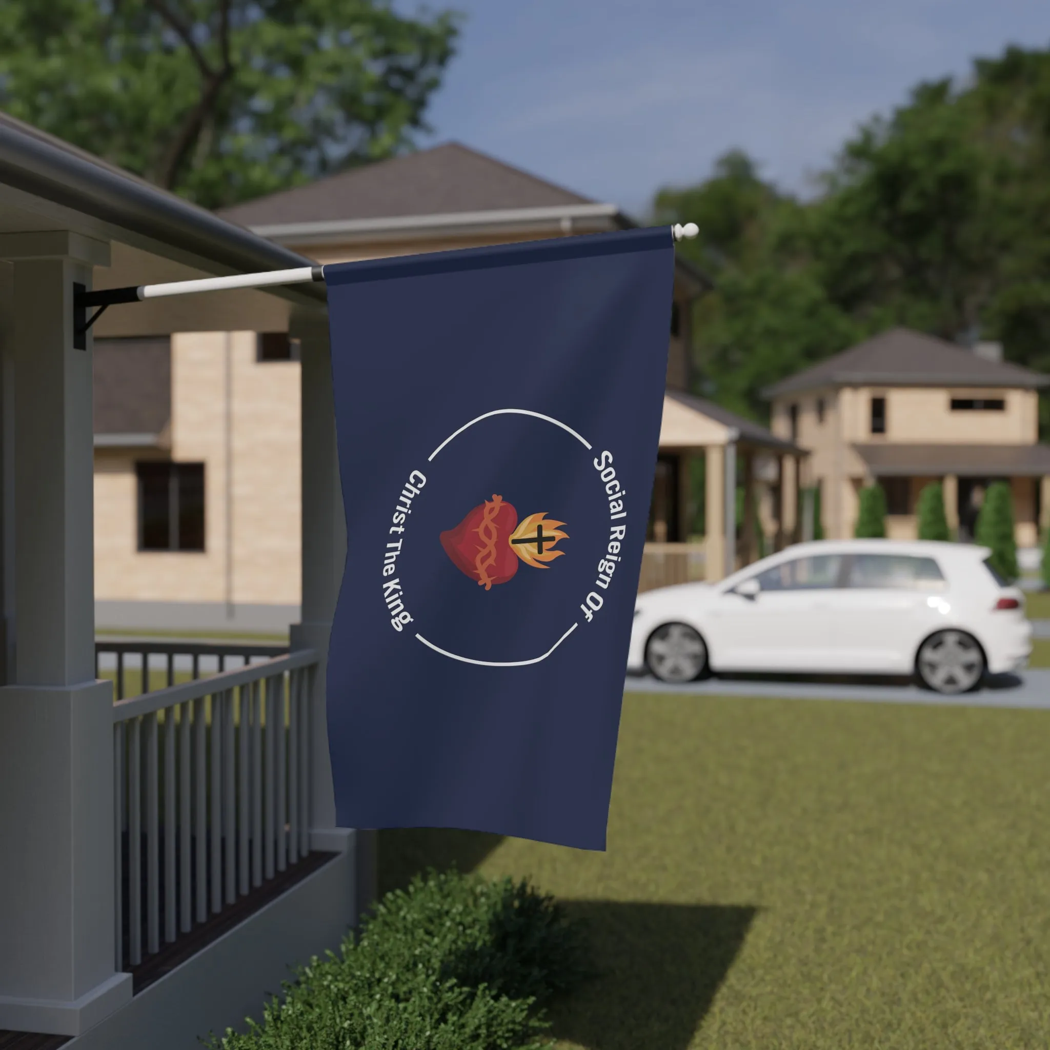 Social Reign of Christ the King blue christian catholic summer outdoors house flag