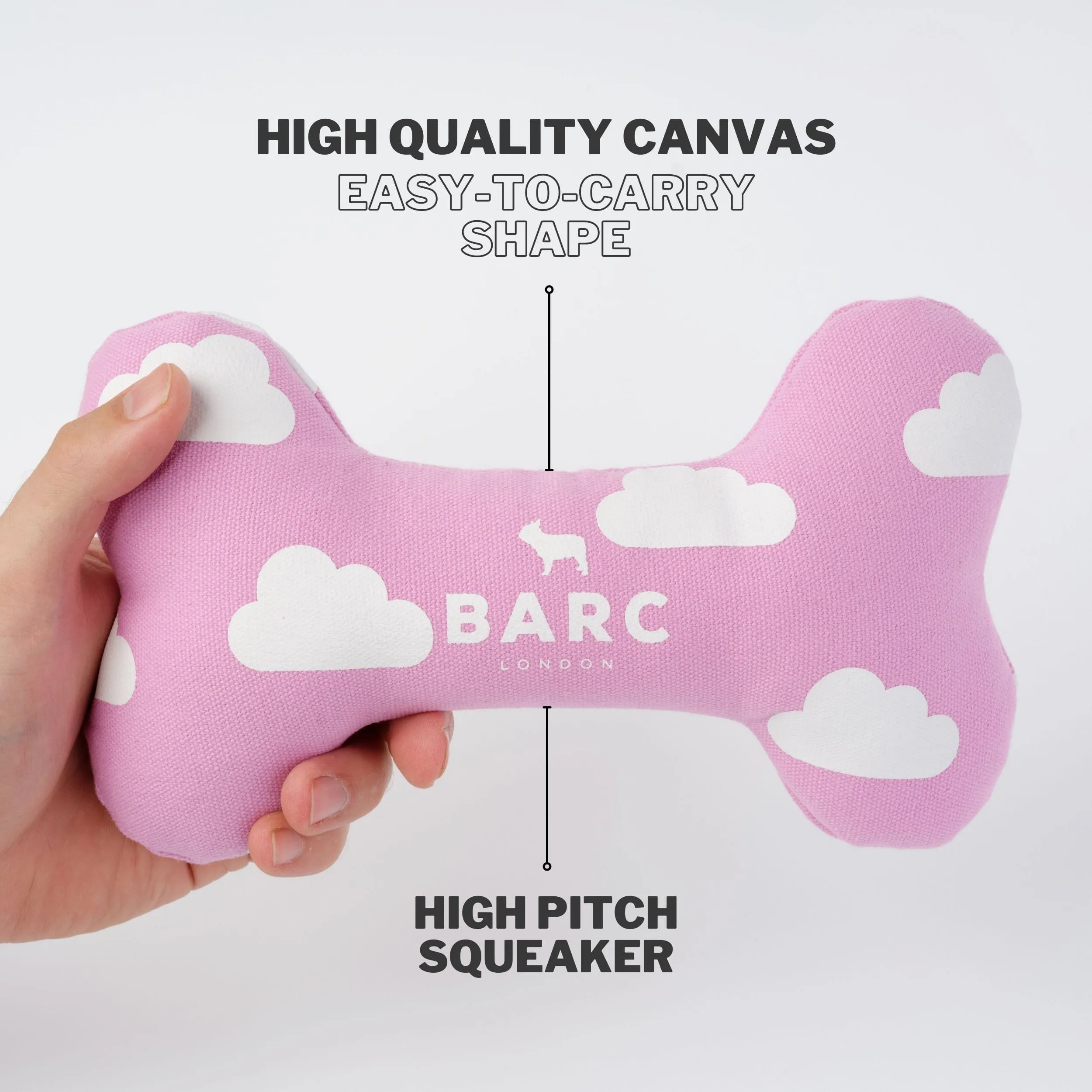 Squeaky Canvas Dog Bone Toy | Cloud Print