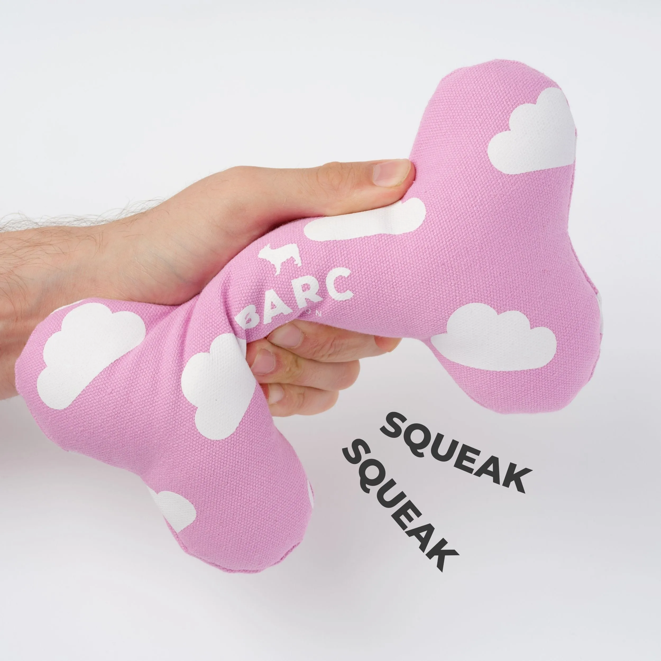 Squeaky Canvas Dog Bone Toy | Cloud Print