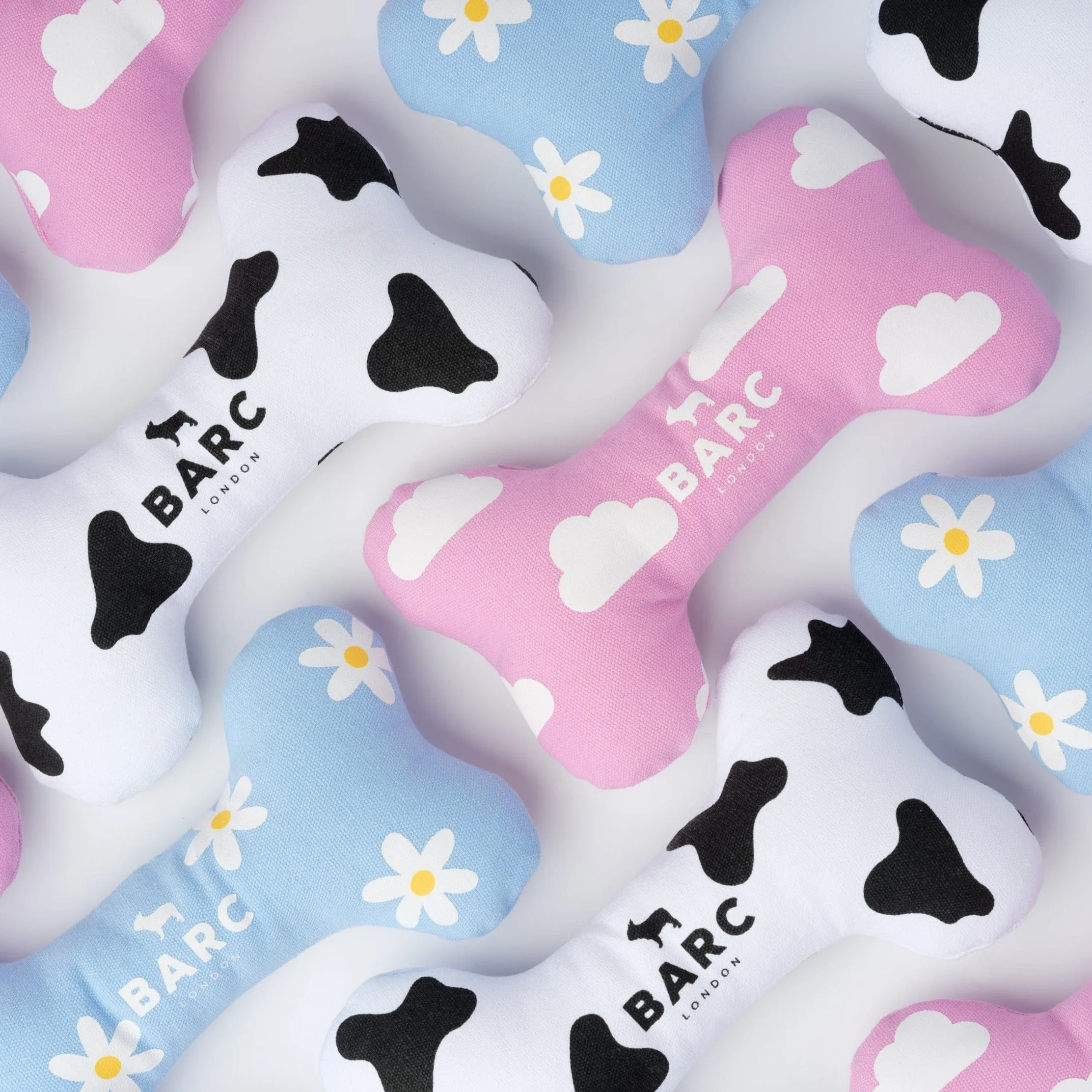 Squeaky Canvas Dog Bone Toy | Cloud Print