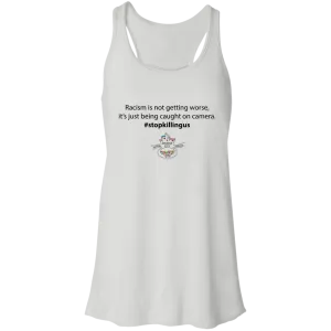 Stop Killing Us Flowy Racerback Tank - Feminine Choose White or Red