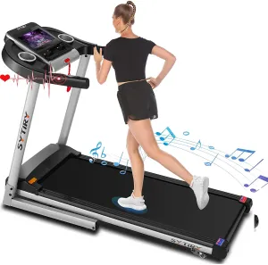 SYTIRY Treadmill,3.25 HP Electric Treadmill for Home with Incline/10 HD tv Touchscreen,Multifunctional Folding Treadmill