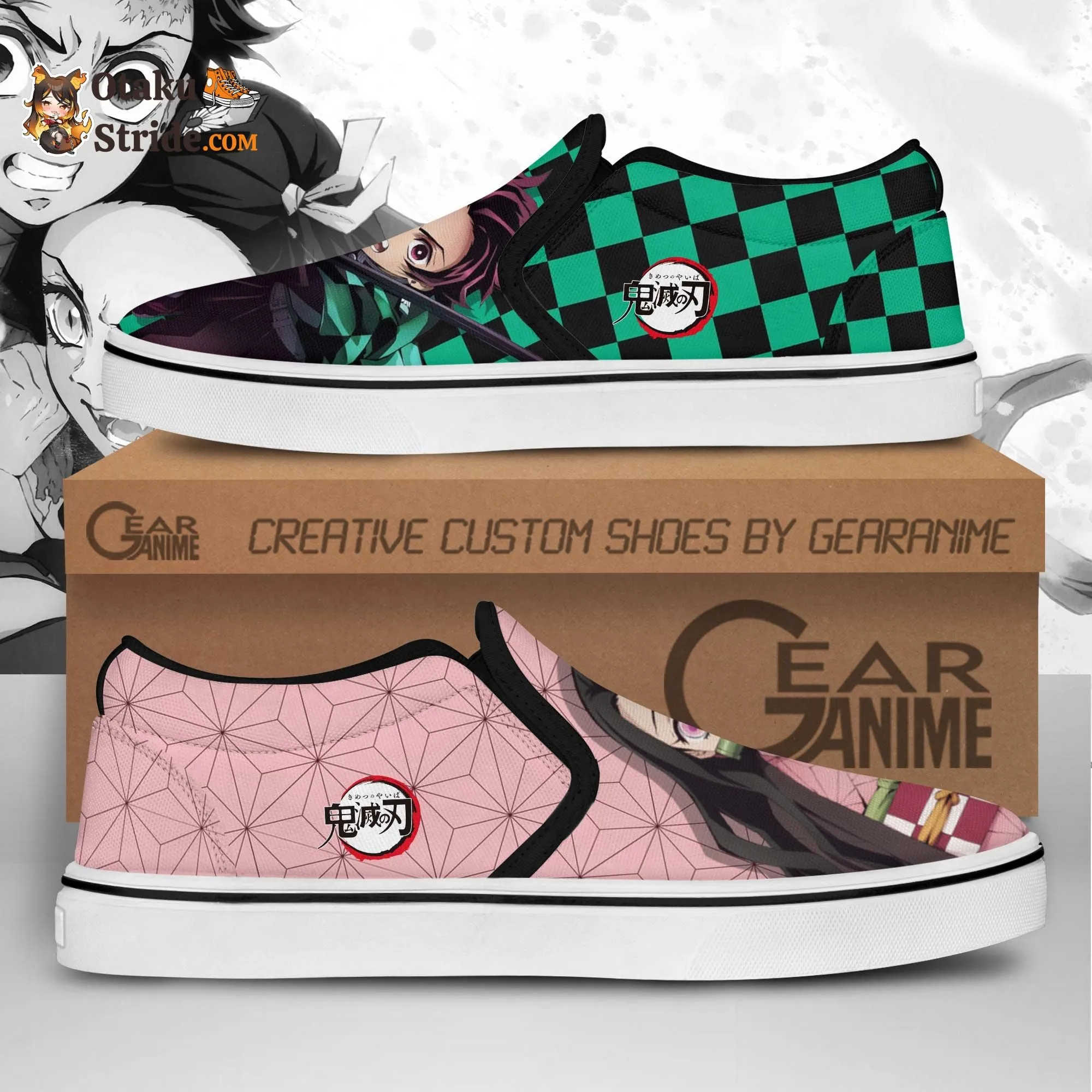 Tanjiro And Nezuko Slip-On Shoes Anime Custom
