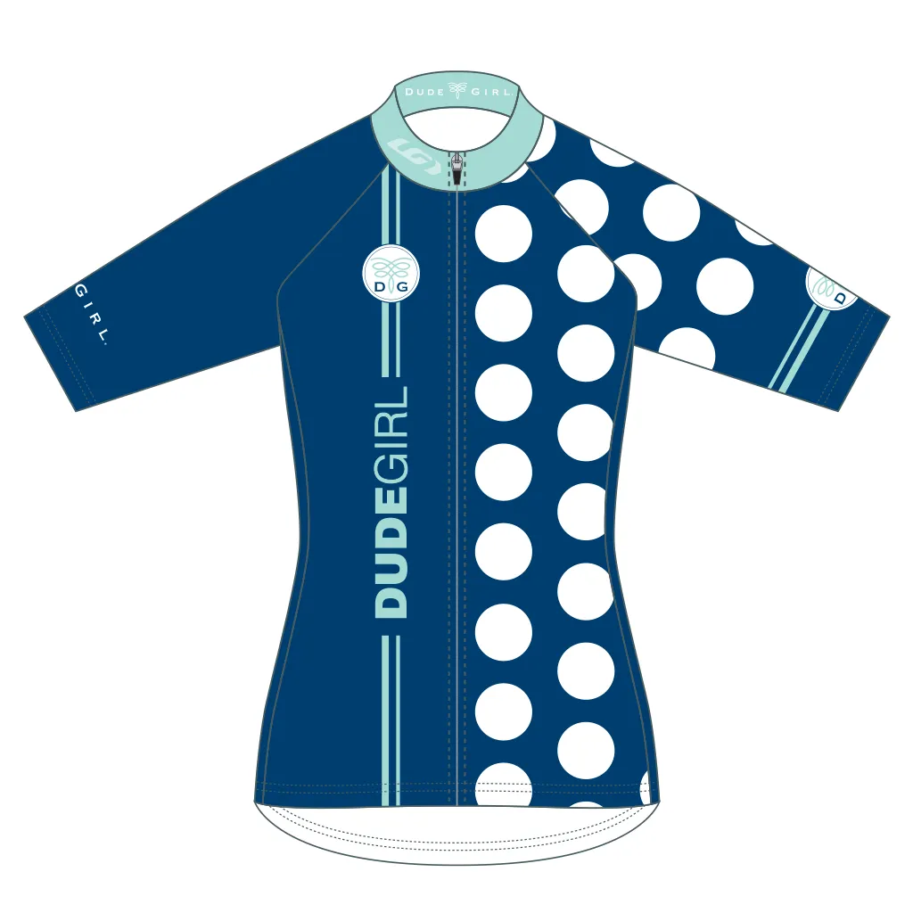 The Dots Cycling Jersey - Navy/Mediterranean