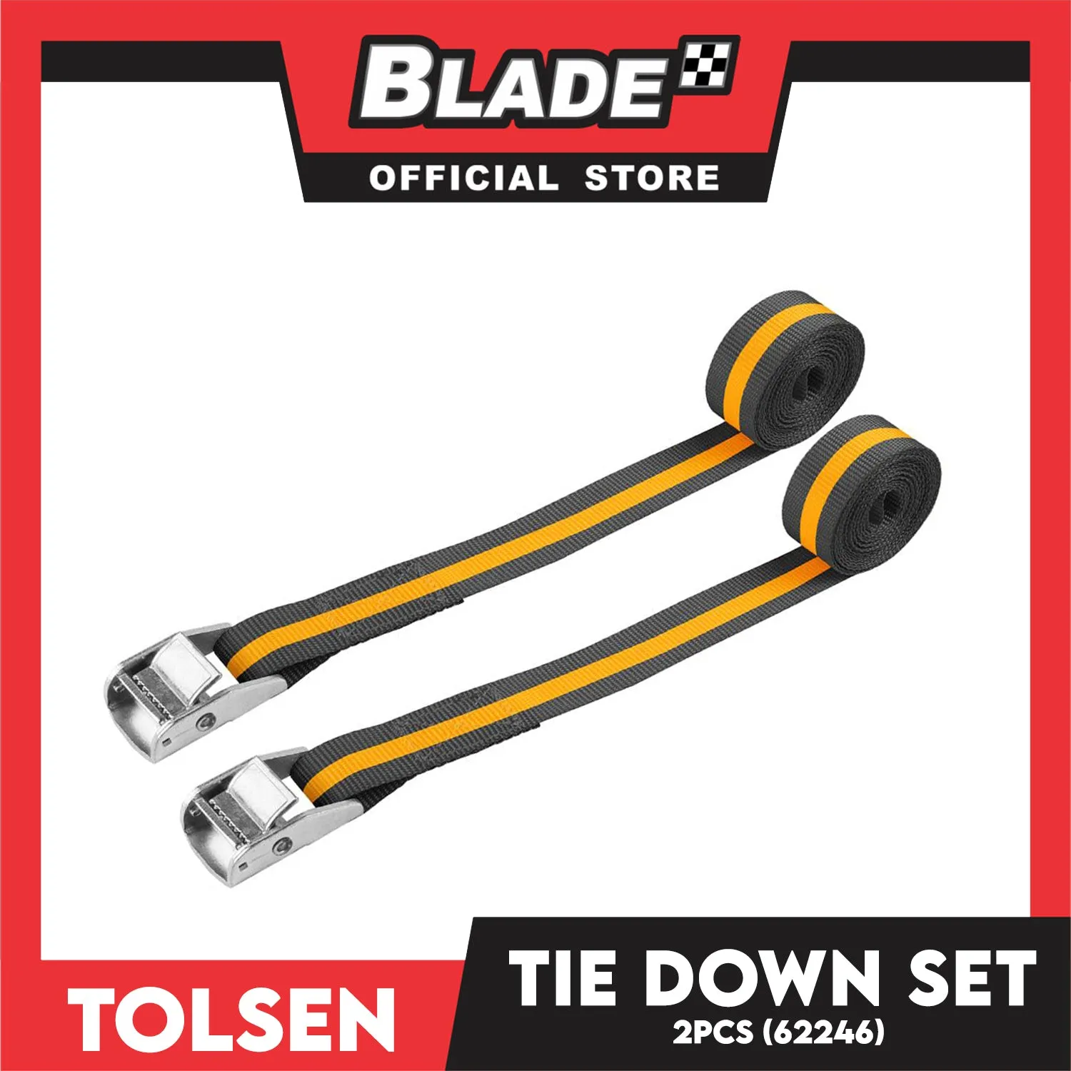 Tolsen 2pcs. Industrial Tie Down. Set 25mm x 2.5m with High Elasticity 62246