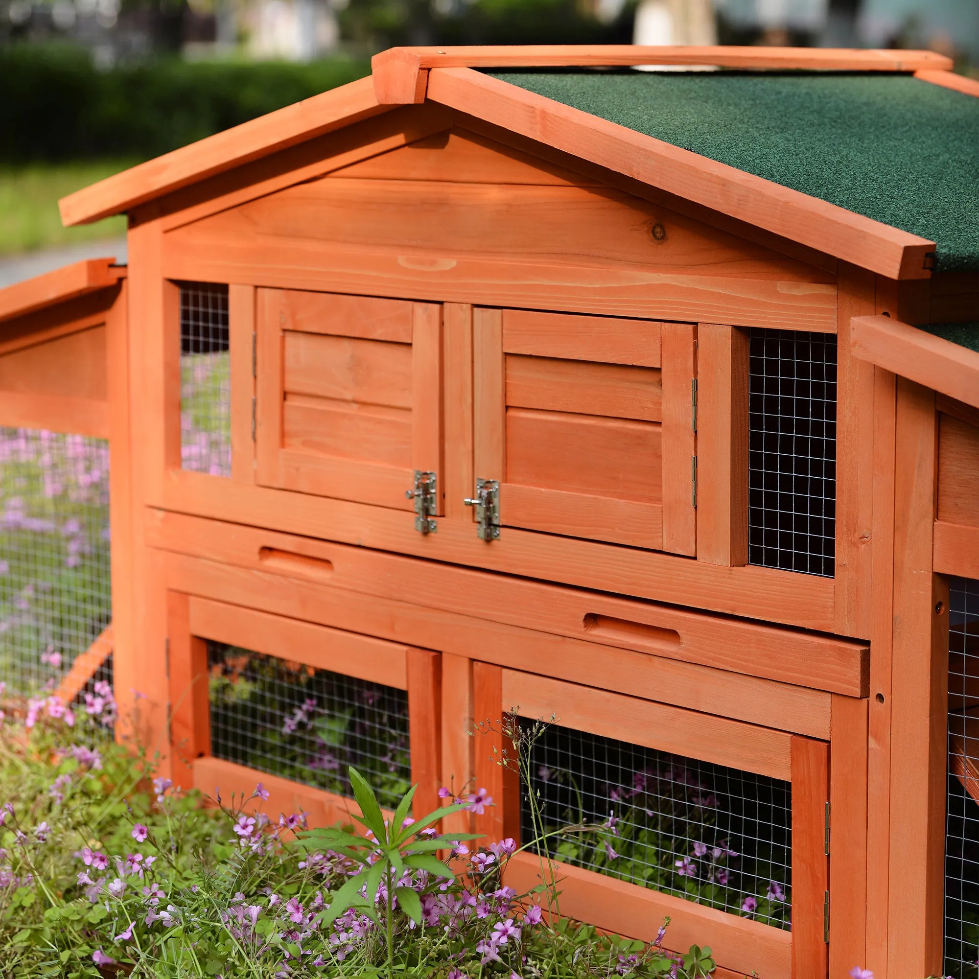 Topmax 70-Inch Wood Rabbit Hutch Outdoor Pet House Chicken Coop