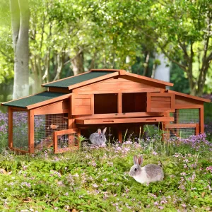 Topmax 70-Inch Wood Rabbit Hutch Outdoor Pet House Chicken Coop