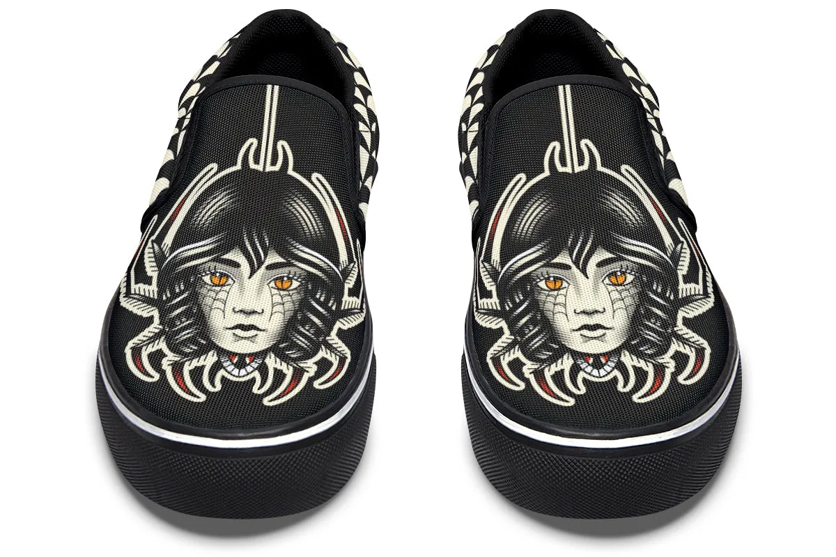Traditional Spider Girl Head Slip On Shoes