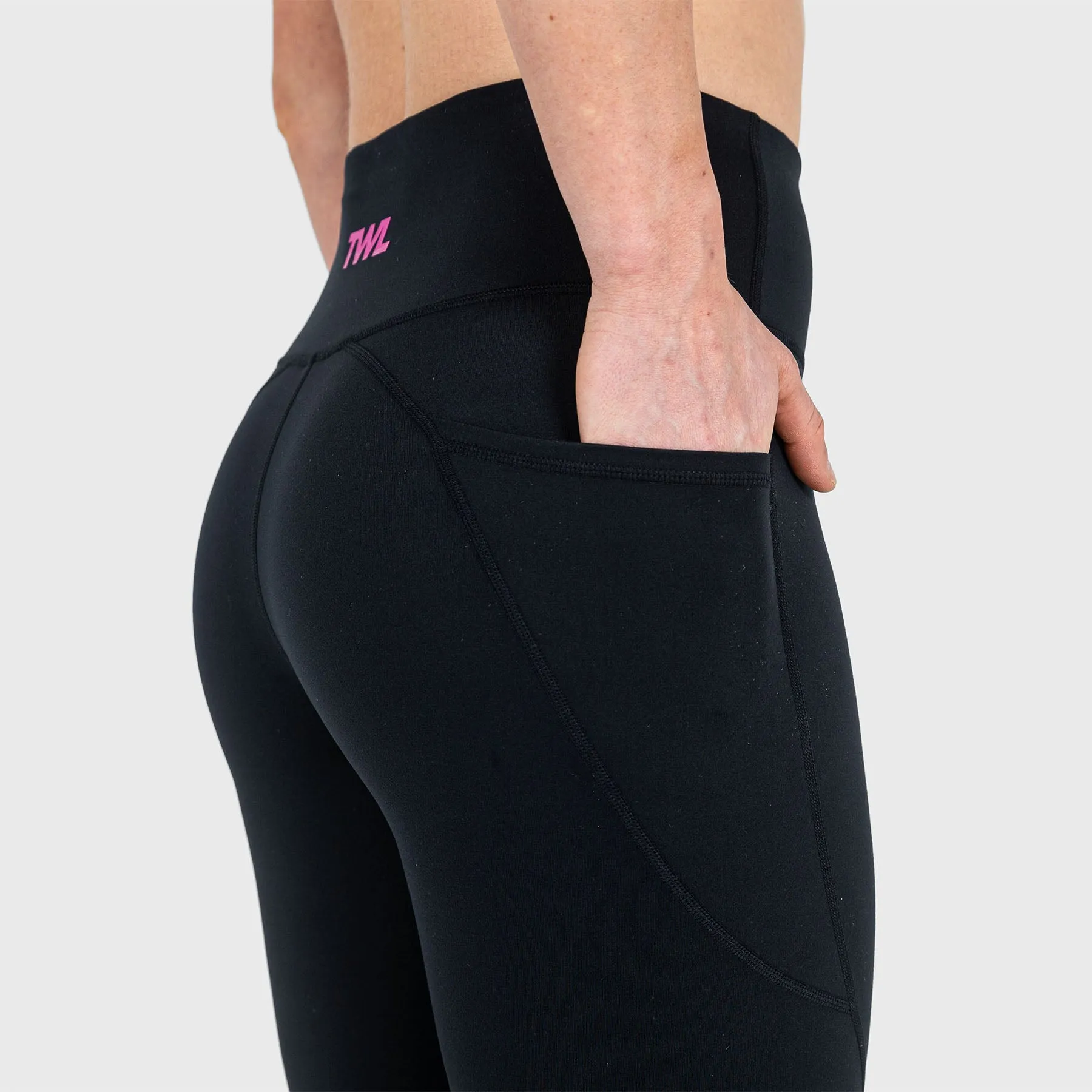 TWL - WOMEN'S ENERGY HIGH WAISTED 7/8TH TIGHTS - BLACK/ RASPBERRY
