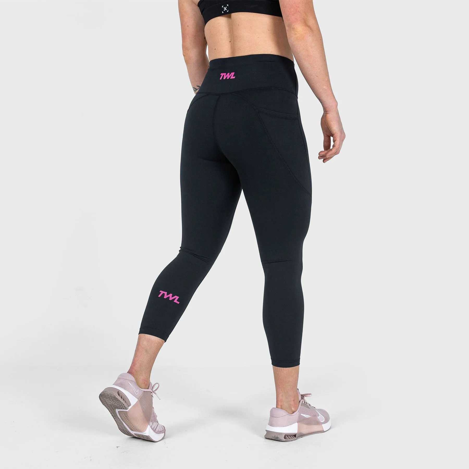 TWL - WOMEN'S ENERGY HIGH WAISTED 7/8TH TIGHTS - BLACK/ RASPBERRY