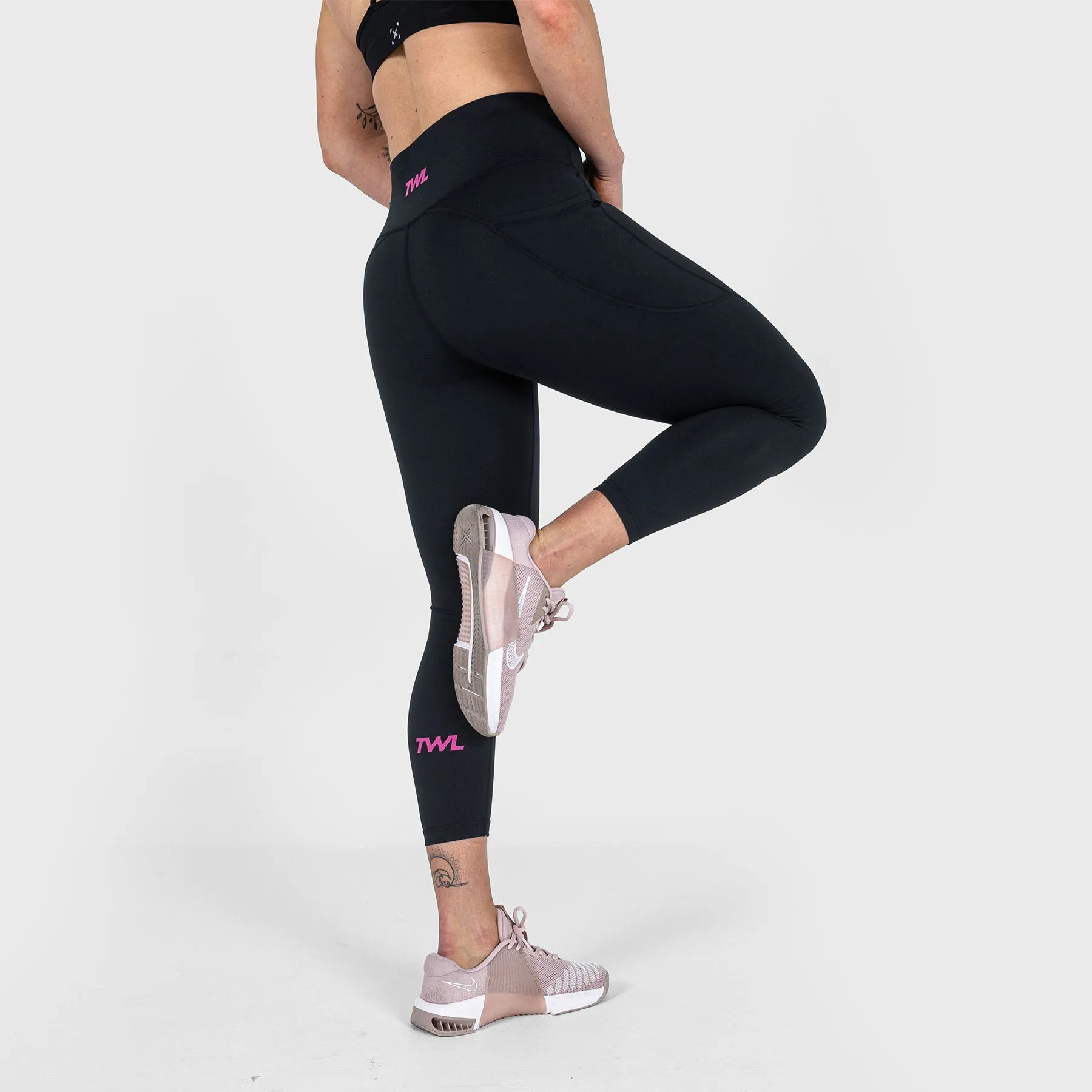TWL - WOMEN'S ENERGY HIGH WAISTED 7/8TH TIGHTS - BLACK/ RASPBERRY