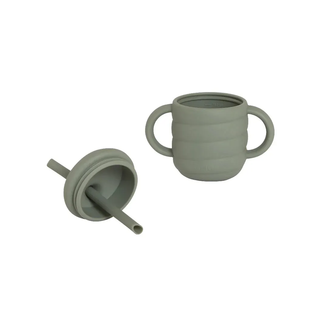 Two Handle Sippy Cups with Straw - Olive, Blue, Pink - 6M 