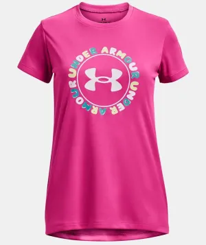 UA Tech Twist Wordmark Short Sleeve - Girls