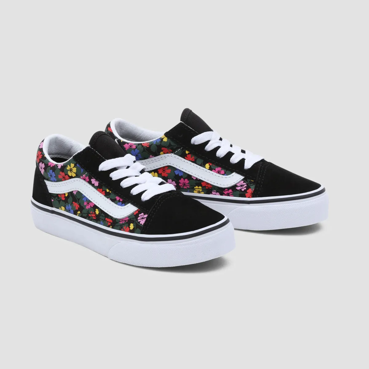 Vans Old Skool Shoes - Floral Black/White - Kids