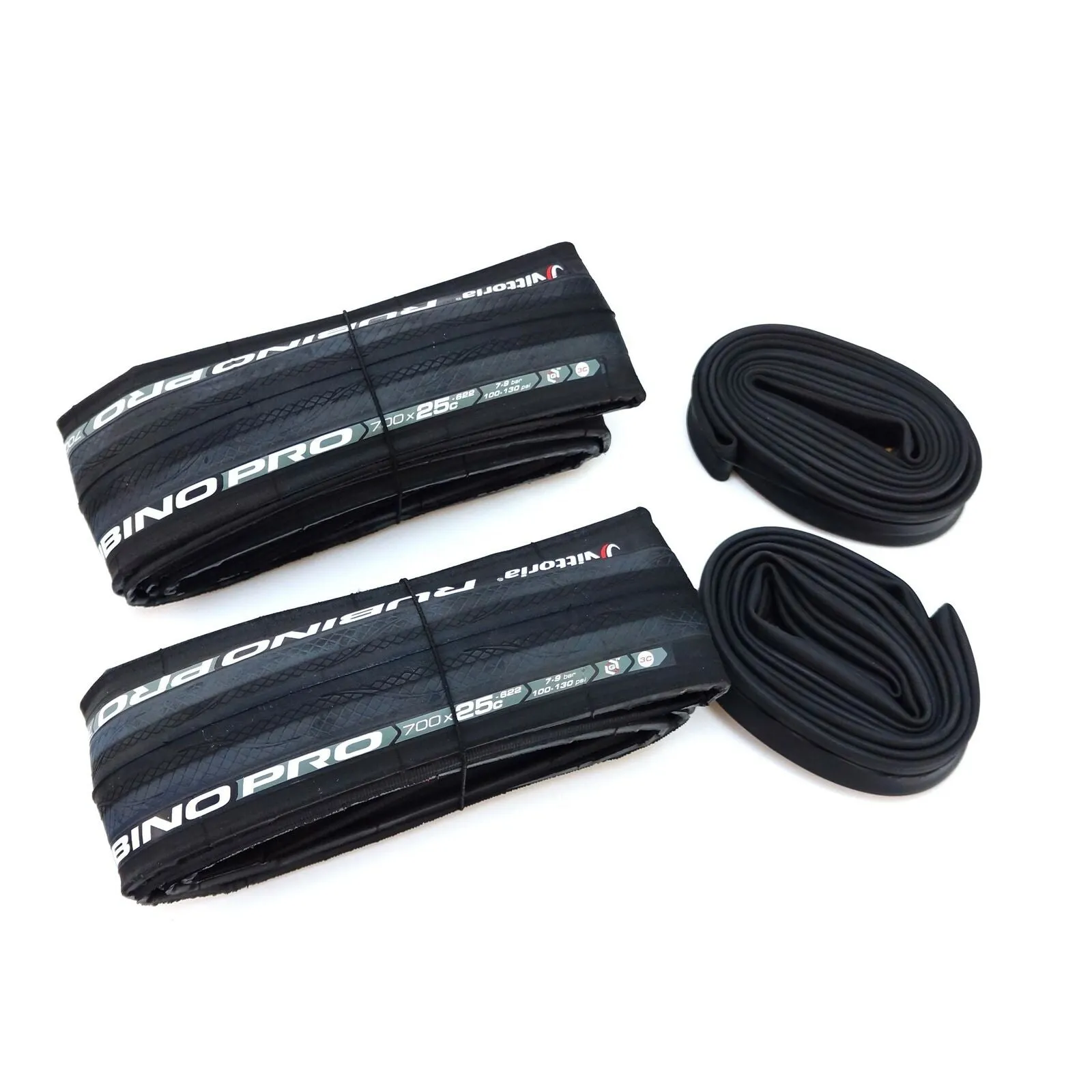 Vittoria 2 Tire   2 Tube Rubino Pro G  GRAPHENE 700 x 25c Black Road Bike set