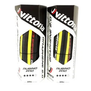 Vittoria Rubino Pro Road Bike Tire G  2.0 GRAPHENE 700 x 25c Black / Yellow Tire