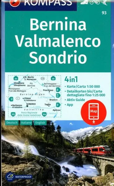 Wanderkarte 93 Bernina, Valmalenco, Sondrio 1:50.000