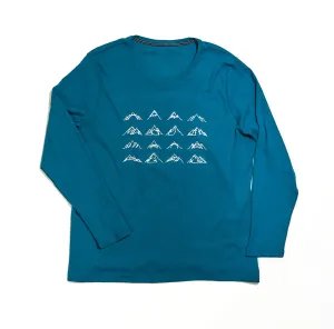 Women's 16 Mountains Upcycled Long Sleeve Shirt in Blue (XL)