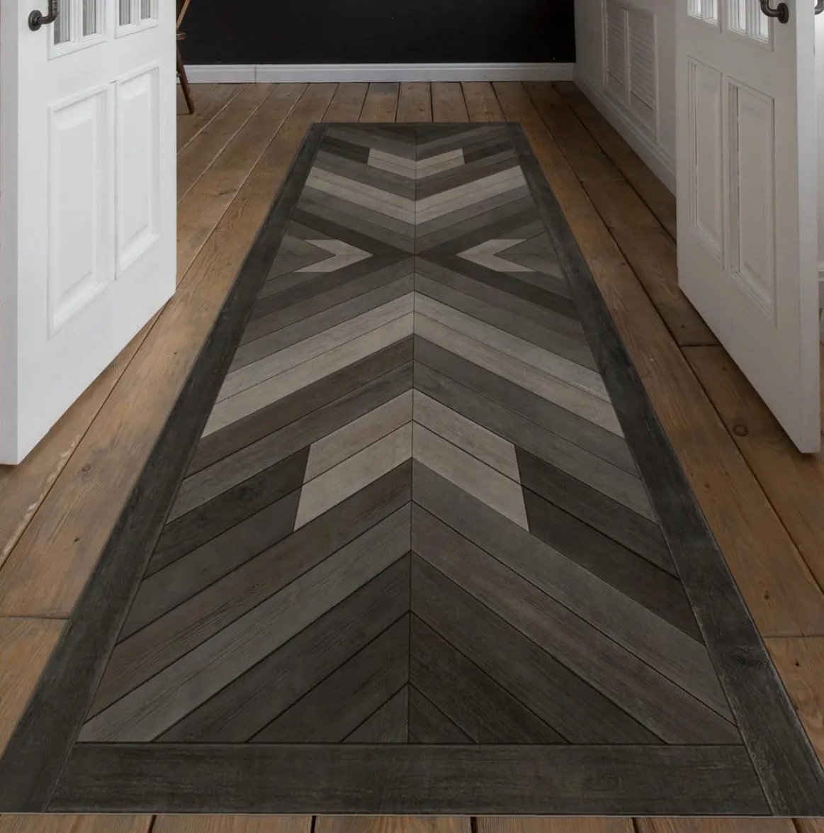 Wood Norwegian Bohemia "After Dark" Vinyl Floorcloth - Spicher & Co.