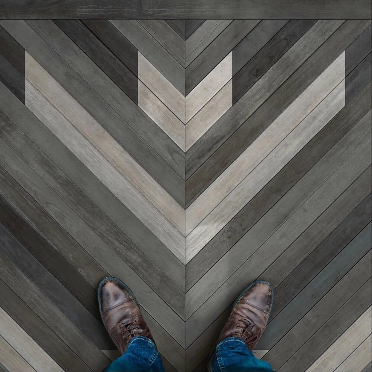 Wood Norwegian Bohemia "After Dark" Vinyl Floorcloth - Spicher & Co.