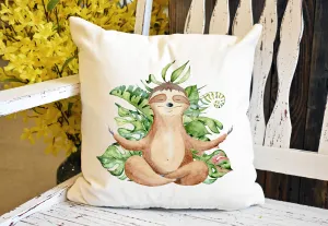 Yoga Sloth Pillow Cover - Indoor Outdoor Porch Pillow Cover - Funny Pillow
