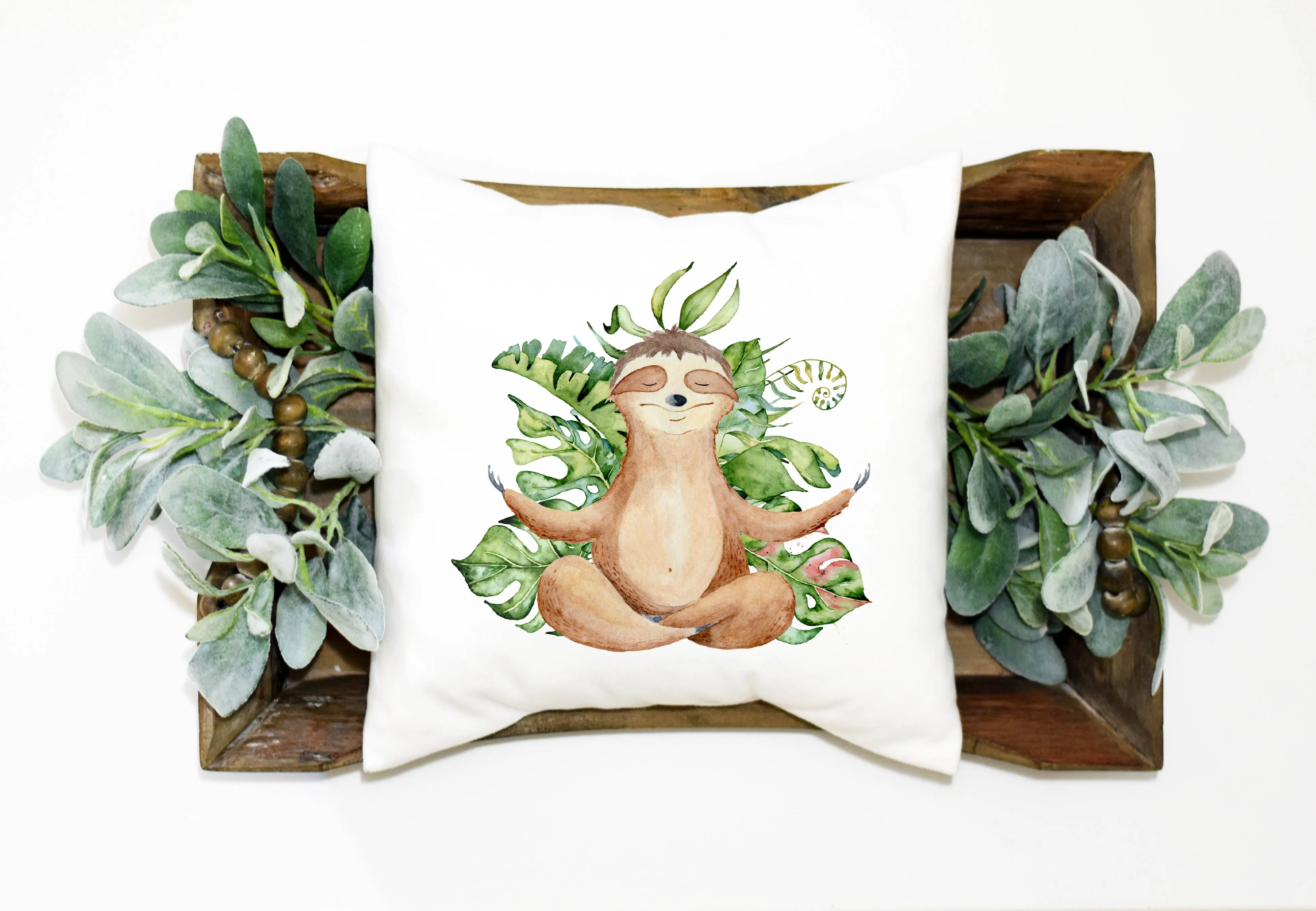 Yoga Sloth Pillow Cover - Indoor Outdoor Porch Pillow Cover - Funny Pillow