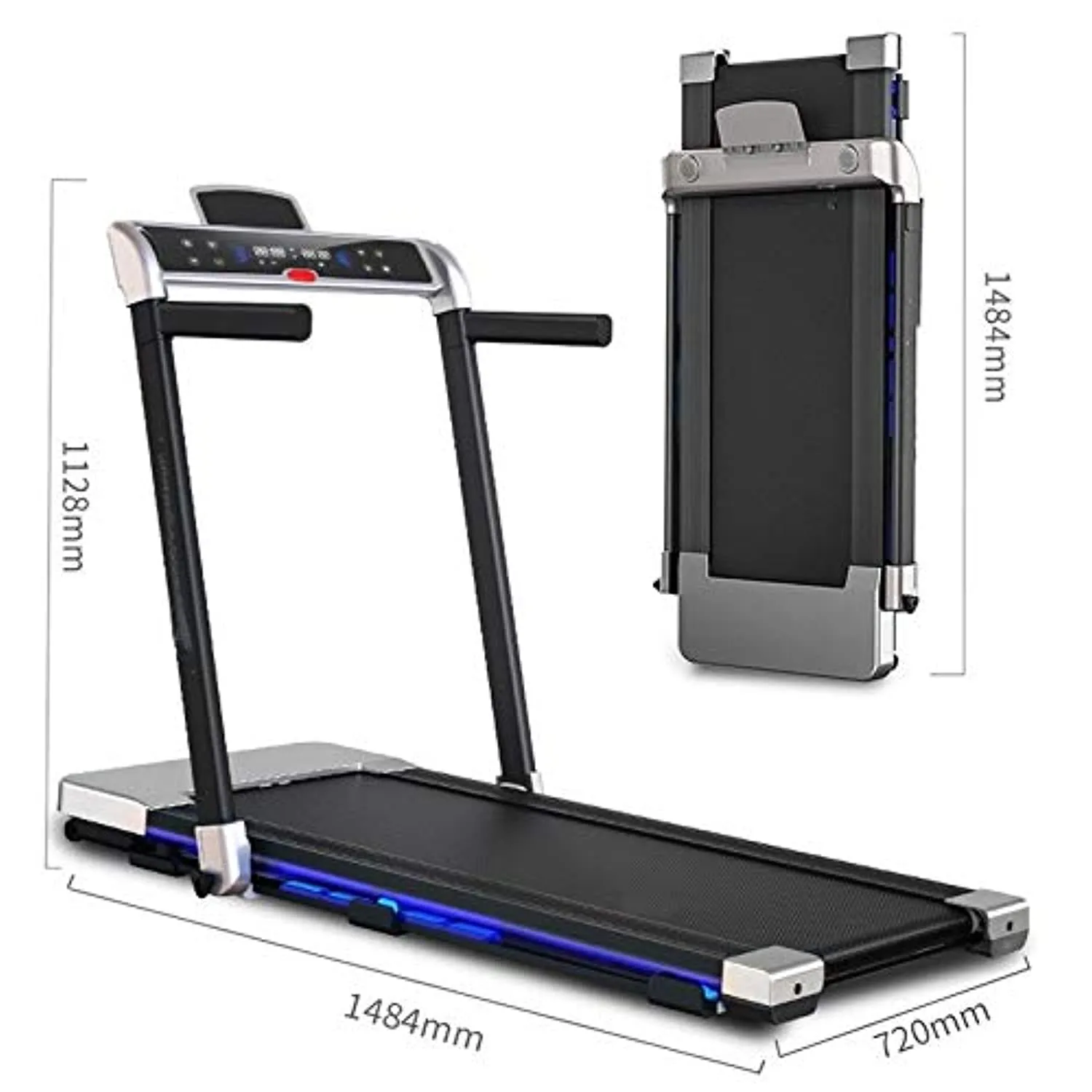 Zzfni Treadmill Home Treadmill, Multifunction Strong Magnetic Levitation Damping Models Walking Machines, Indoor Fitness Treadmill Mute Foldable Treadmill