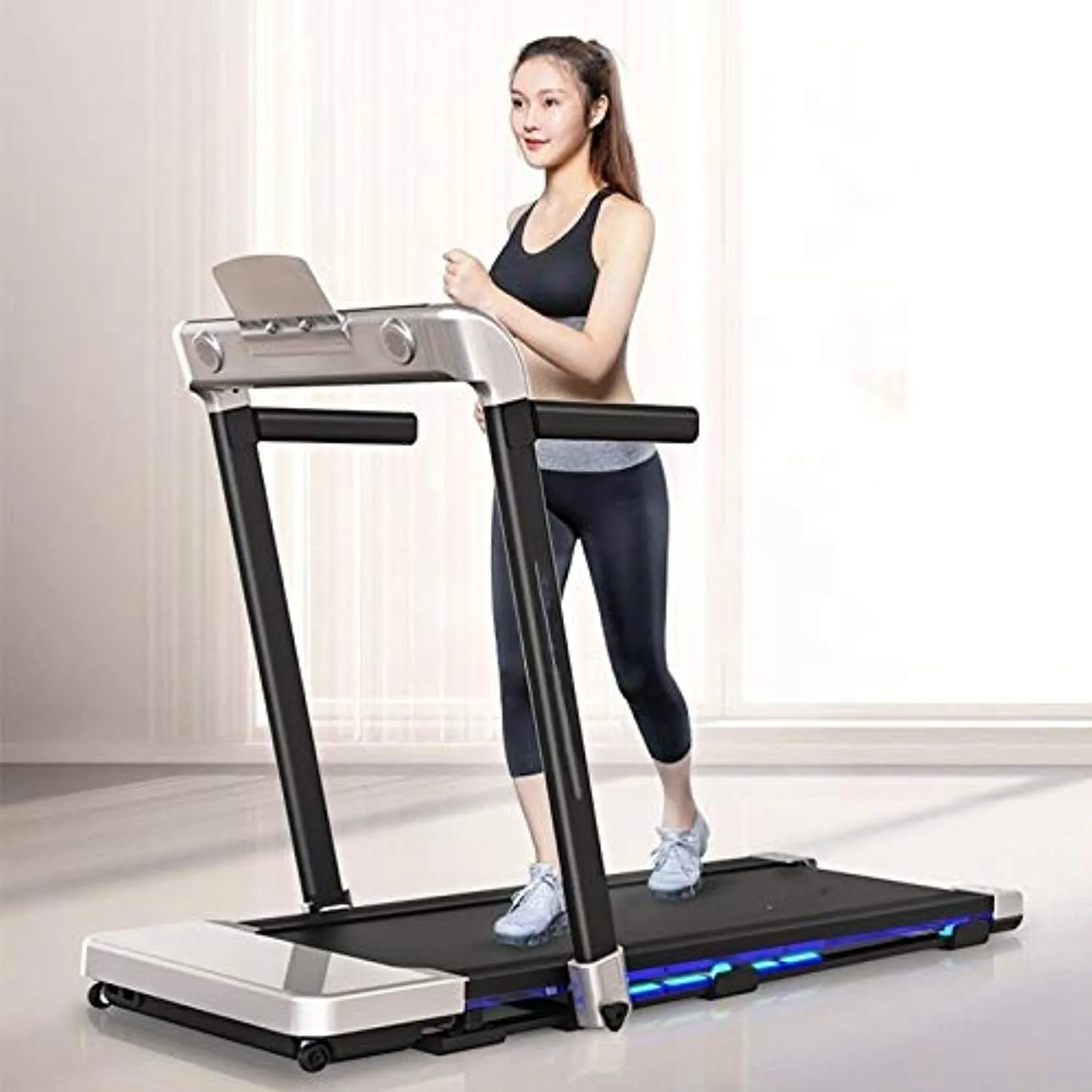 Zzfni Treadmill Home Treadmill, Multifunction Strong Magnetic Levitation Damping Models Walking Machines, Indoor Fitness Treadmill Mute Foldable Treadmill